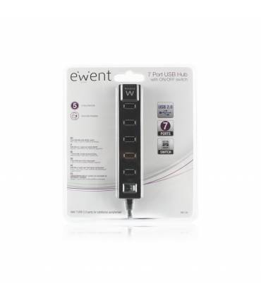 HUB EWENT 7 PUERTOS + ENTRADA Y SALIDA USB 2.0 - EW1130