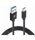 Cable 1 Mts USB 3.0 A Type C  Trenzado de Nylon Negro