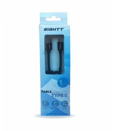 CABLE EIGHTT USB 3.0 A TYPE C 1MTS TRENZADO DE NYLON NEGRO