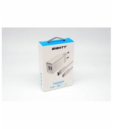 CARGADOR EIGHTT SMARTPHONE TABLET 5V 2X2.4A CON CABLE TIPO C 1,2