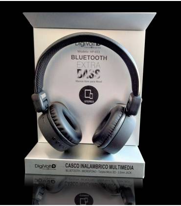 HEADSET BLUETOOTH DIGIVOLT HP-654 ALTAVOCES DE 40mm BATERIA 300mAh MICROFONO INTEGRADO RANURA MICROSD COLOR SILVER