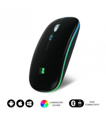 Ratón Inalámbrico por Bluetooth Subblim LED Dual Flat/ Batería recargable/ Hasta 1600 DPI