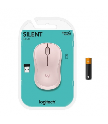 Ratón Inalámbrico Logitech M220 Silent/ Hasta 1000 DPI/ Rosa